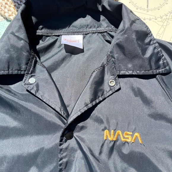 Vintage Black NASA Embroidered Windbreaker / Rain Jacket - Picture 3 of 5